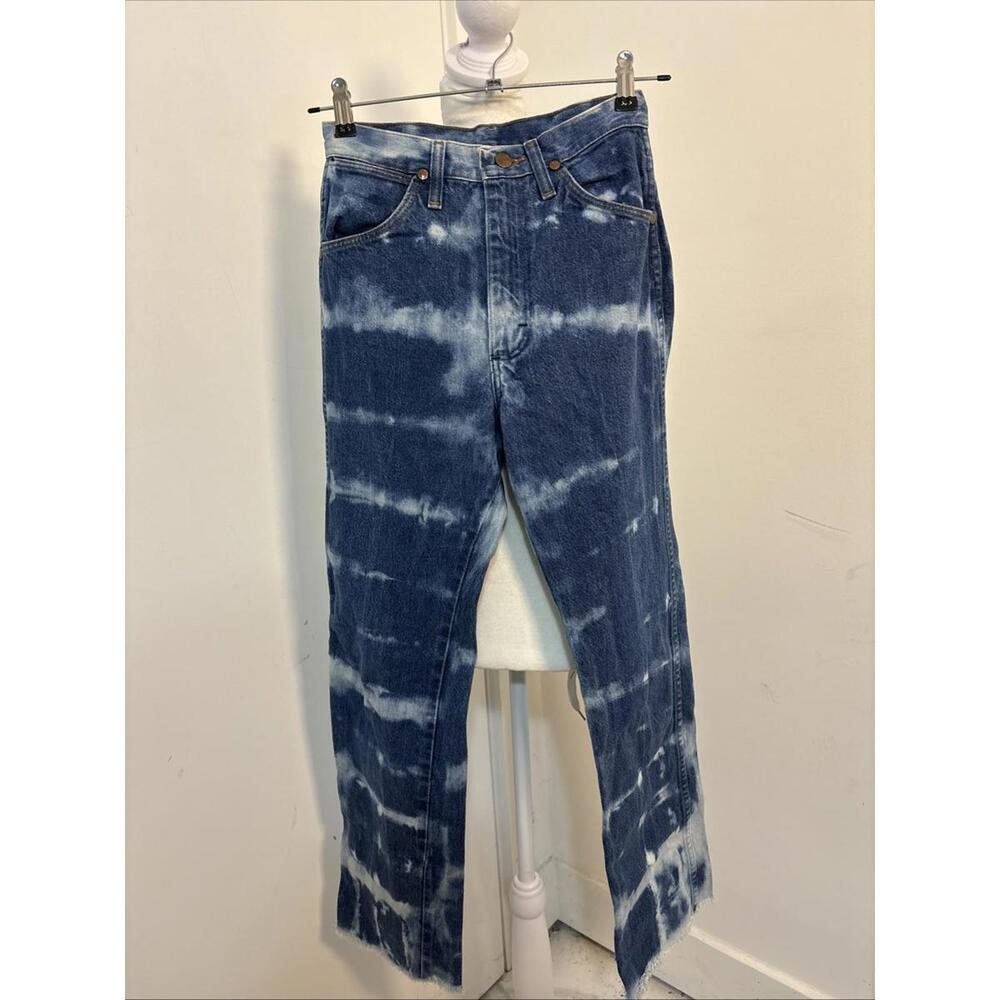 1990s Vintage WRANGLER Ladies High Jeans USA Paint Raw Hem W24L28 HighRise